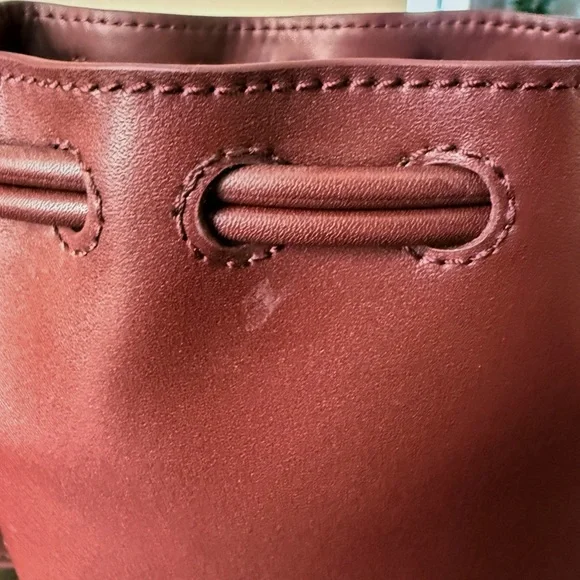 Charles & Keith Burgundy/Brown Drawstring Blossom Bucket Bag - Picture 7 of 7